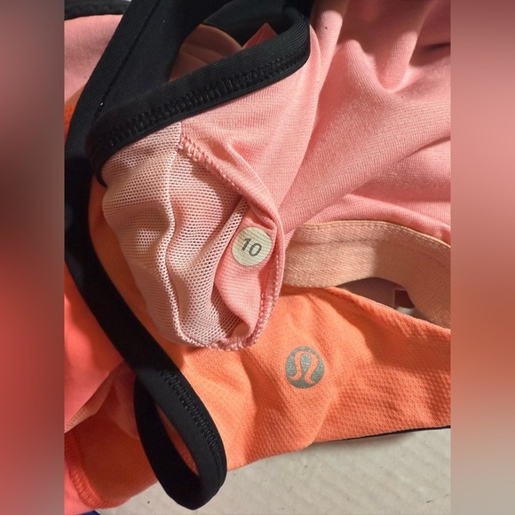 Lululemon Cardio Kick Tank Top Black / Bleached Coral Pink/Pop Orange Sz10 EUC - Picture 11 of 13